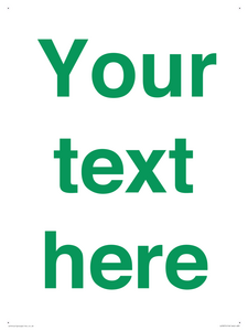 Custom blank information sign. Green text, plain background
